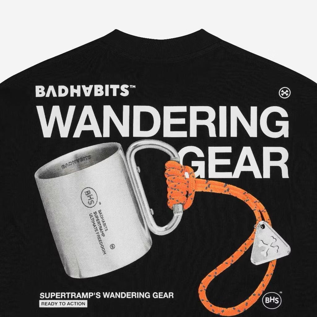 BAD HABITS - S-WANDERLUST GEAR BLACK TEE