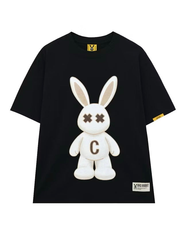 BAD RABBIT - BLACK FLUFFY RABBIT TSHIRT
