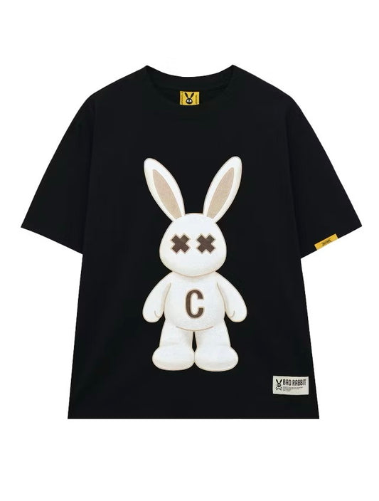 BAD RABBIT - BLACK FLUFFY RABBIT TSHIRT