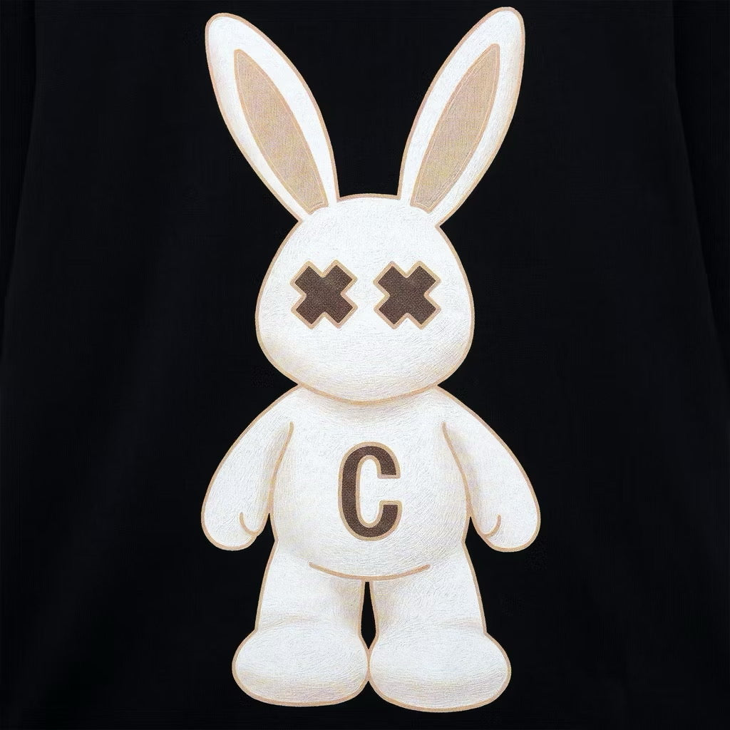 BAD RABBIT - BLACK FLUFFY RABBIT TSHIRT